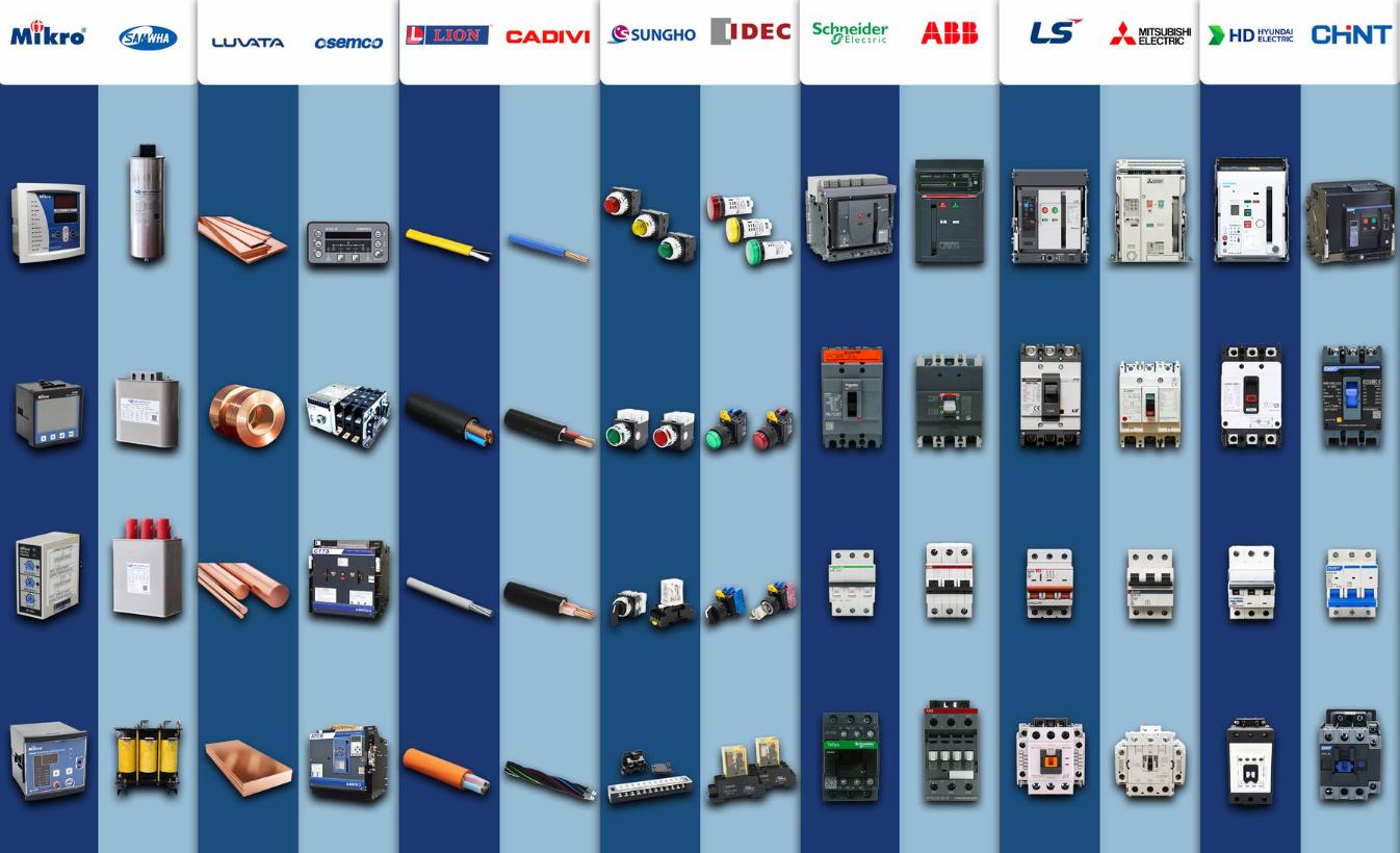 Danh mục sản phẩm và thương hiệu thiết bị điện công nghiệp tại Điện Châu Á
